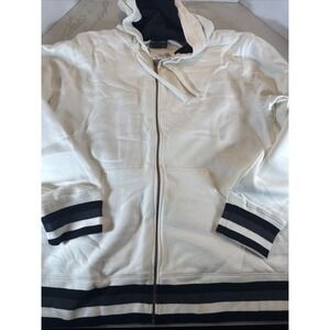Foot Locker Full Zip Hoodie Mens 2XL Black Striped Athletic Streetwear Y2K NWT